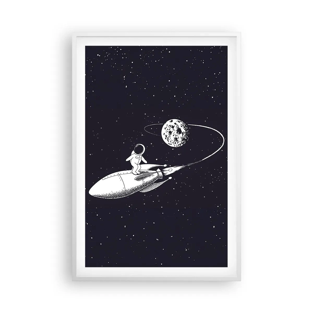 Poster in cornice bianca - Surfista spaziale - 61x91 cm