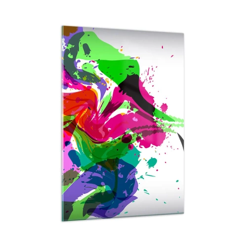 Quadro su vetro - Un'astrazione colorata con un profilo femminile e spruzzi di colore. - 50x70cm - Racconto nei colori dell'arcobaleno - Decorazione murale moderna per soggiorno e camera da letto ARTTOR