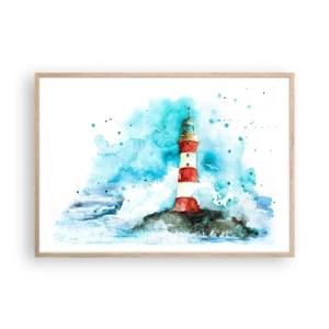 Poster in cornice rovere chiaro - L'unità dei quattro elementi - 100x70 cm