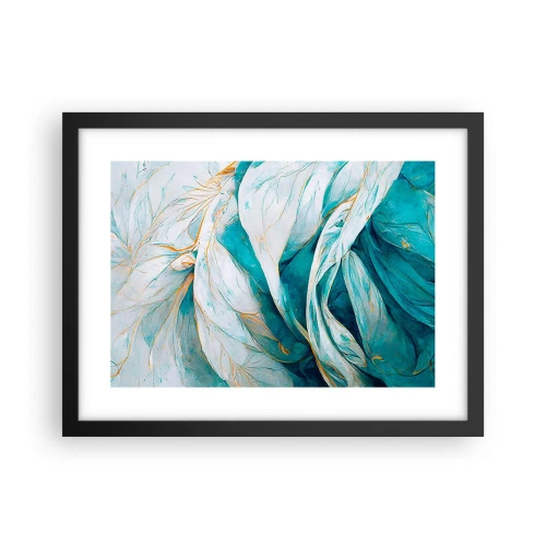 Poster in cornice nera - Astrazione blu con motivi d'oro - 40x30 cm