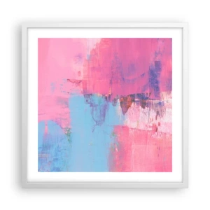 Poster in cornice bianca - Rosa, blu e un pizzico di luce - 50x50 cm
