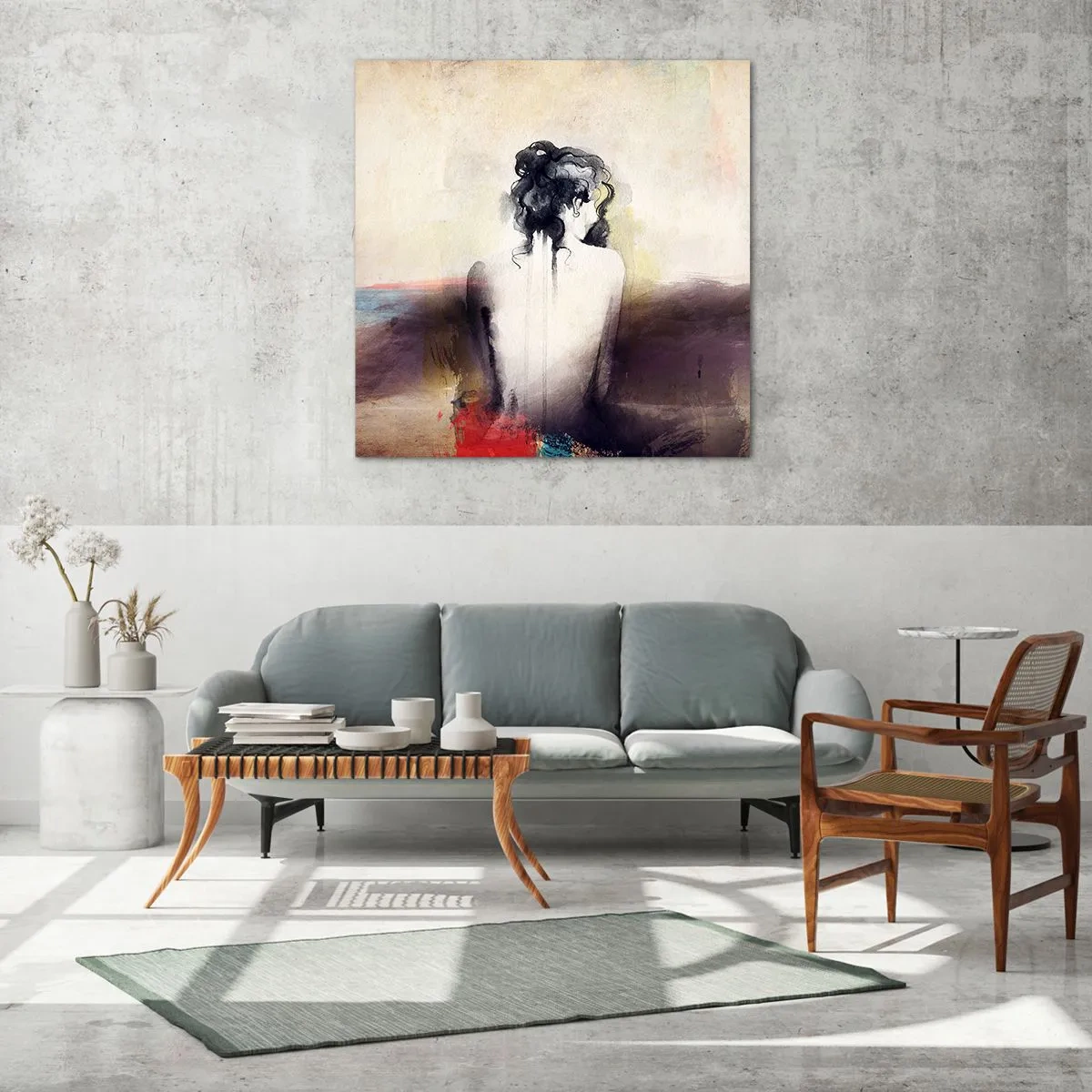 Quadro su vetro - Linee miti, forme ovali - 50x50 cm