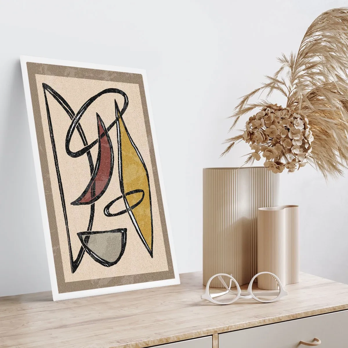 Poster - Astrazione geometrica nei toni del beige e del marrone - 50x70cm - Verticali e orizzontali - Decorazione murale moderna per soggiorno e camera da letto ARTTOR