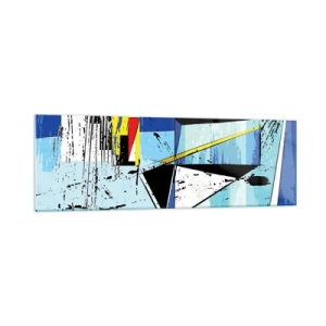 Quadro su vetro - Composizione geometrica astratta in colori vivaci - 160x50cm - Guardando il mondo da un'angolazione... - Decorazione murale moderna per soggiorno e camera da letto ARTTOR