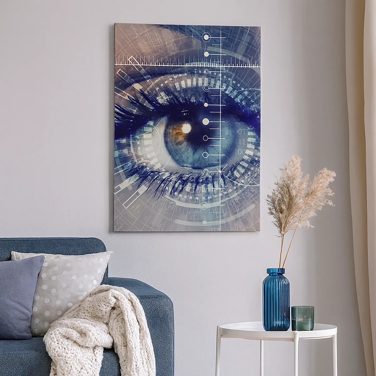 Quadro su tela - Stampe su Tela - Un occhio tecnologico con un'interfaccia futuristica - 50x70cm - Credi di conoscermi - Decorazione murale moderna per soggiorno e camera da letto ARTTOR
