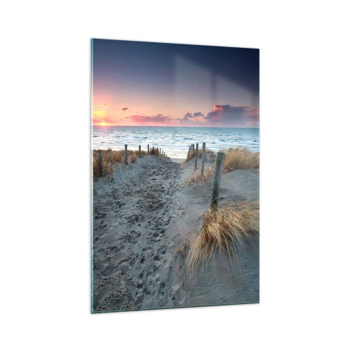 Quadro su vetro - Sentiero che porta alla spiaggia al tramonto - 70x100cm - Hai versato un arcobaleno di luce radiosa... - Decorazione murale moderna per soggiorno e camera da letto ARTTOR