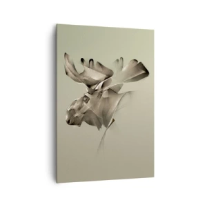 Quadro su tela - Stampe su Tela - Un'immagine astratta di un alce su uno sfondo minimalista - 70x100cm - La forza mite della tranquillità - Decorazione murale moderna per soggiorno e camera da letto ARTTOR