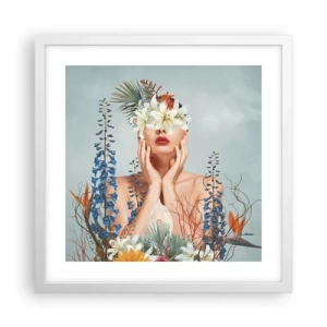 Poster in cornice bianca - Donna - fiore - 40x40 cm