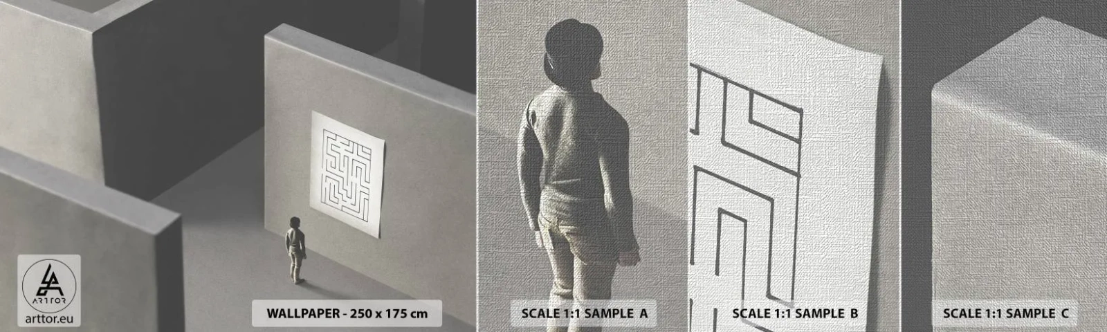 Campione di Fotomurale Premium Canvas - Ma dove mi trovo? - Labirinto, Astrazione, Pezzo - 100x30 cm