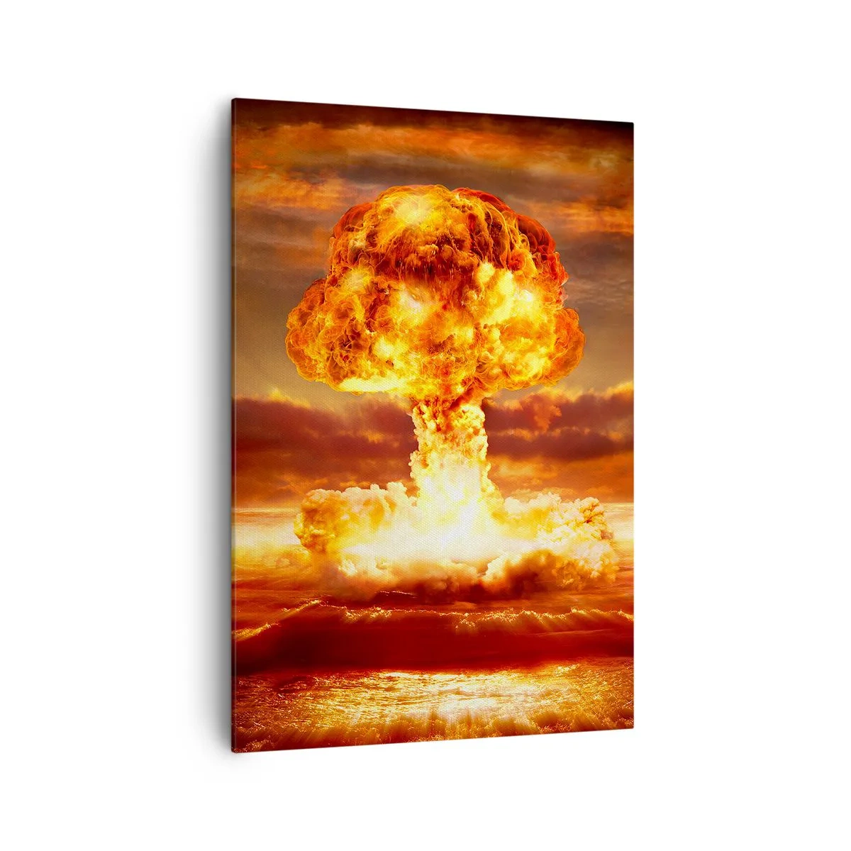 Quadro su tela - Stampe su Tela - Esplosione di una nube a fungo sullo sfondo di un tramonto - 70x100cm - E sarà la fine - Decorazione murale moderna per soggiorno e camera da letto ARTTOR