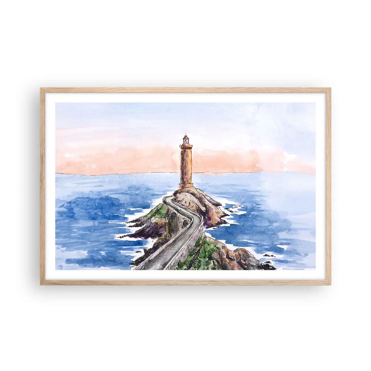 Poster in cornice rovere chiaro - Rivolto verso il mare - 91x61 cm