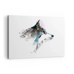Quadro su tela - Stampe su Tela - Lupo acquerello in stile minimalista - 100x70cm - Si parla del lupo - Decorazione murale moderna per soggiorno e camera da letto ARTTOR