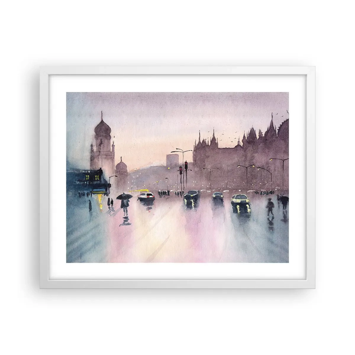 Poster in cornice bianca - Nella nebbia piovigginosa - 50x40 cm