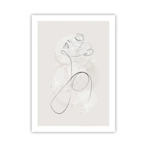 Poster - La linea di contorno della figura sullo sfondo di delicate forme pastello - 50x70cm - La spirale della bellezza - Decorazione murale moderna per soggiorno e camera da letto ARTTOR