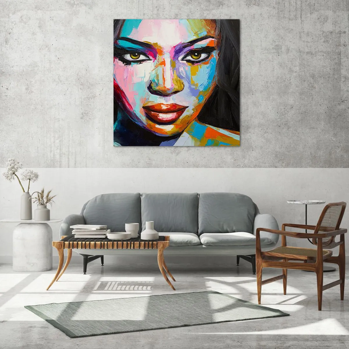 Quadro su vetro - Non si può staccare lo sguardo - 40x40 cm