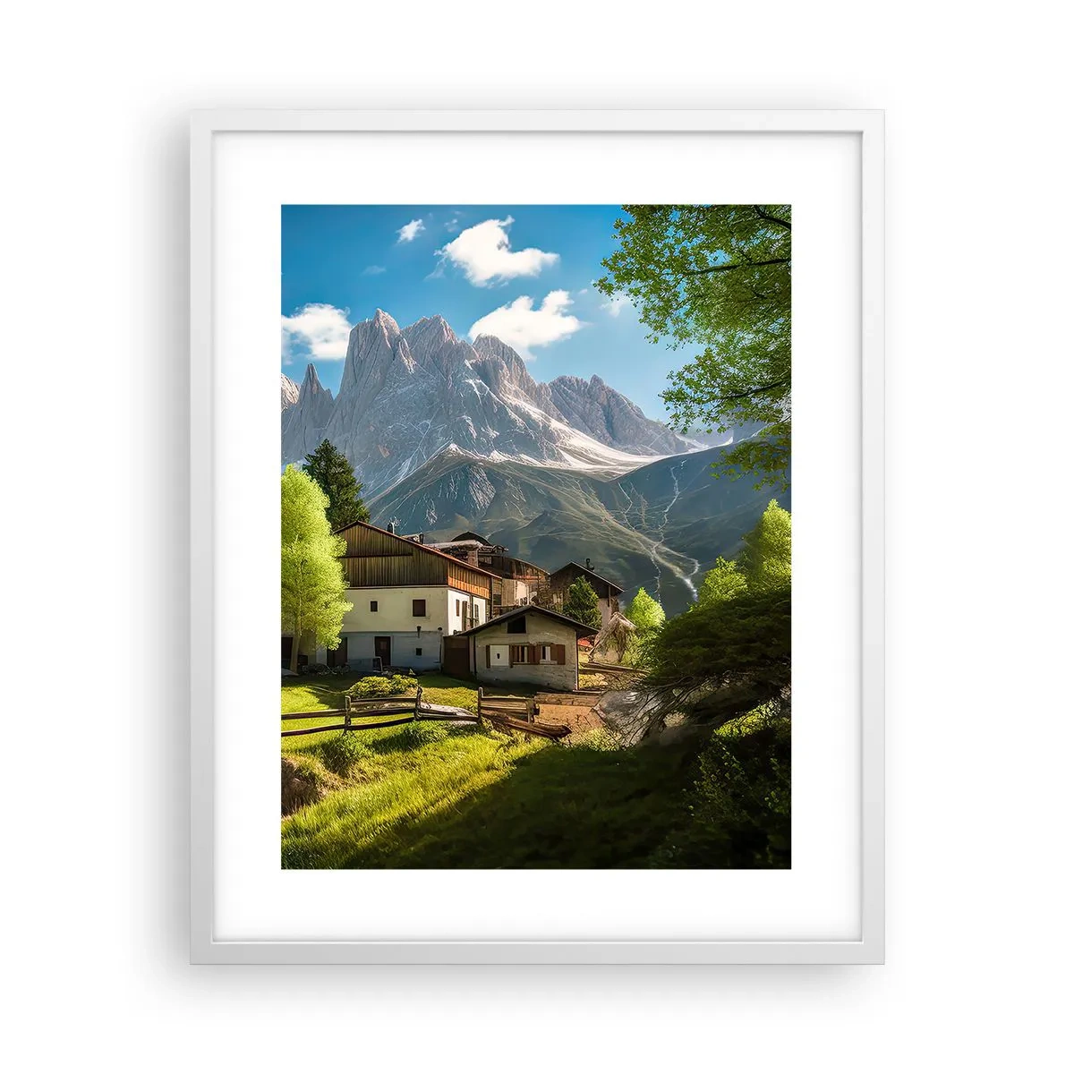 Poster in cornice bianca - Idillio alpino - 40x50 cm