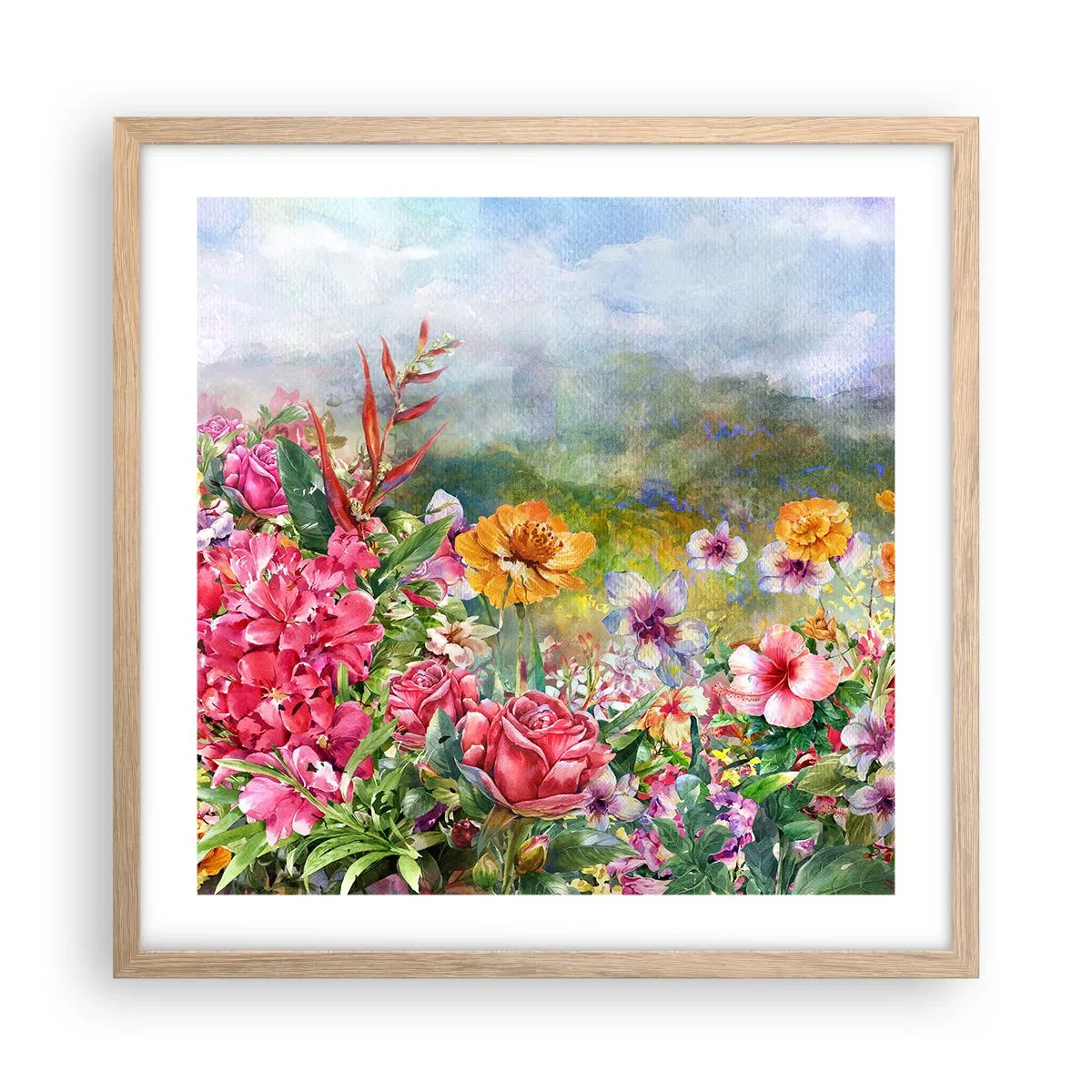 Poster in cornice rovere chiaro - Il giardino impazzito - 50x50 cm