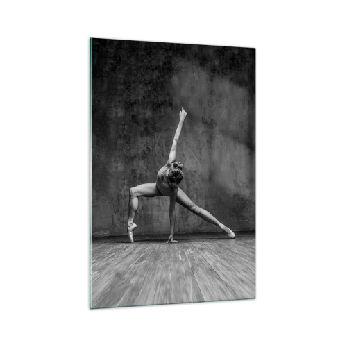 Quadro su vetro - Una ballerina in posa artistica contro un muro grezzo - 70x100cm - Ideale di equilibrio - Decorazione murale moderna per soggiorno e camera da letto ARTTOR