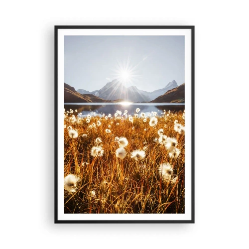 Poster in cornice nera - Durezza delle pietre, morbidezza dell'erba - 70x100 cm