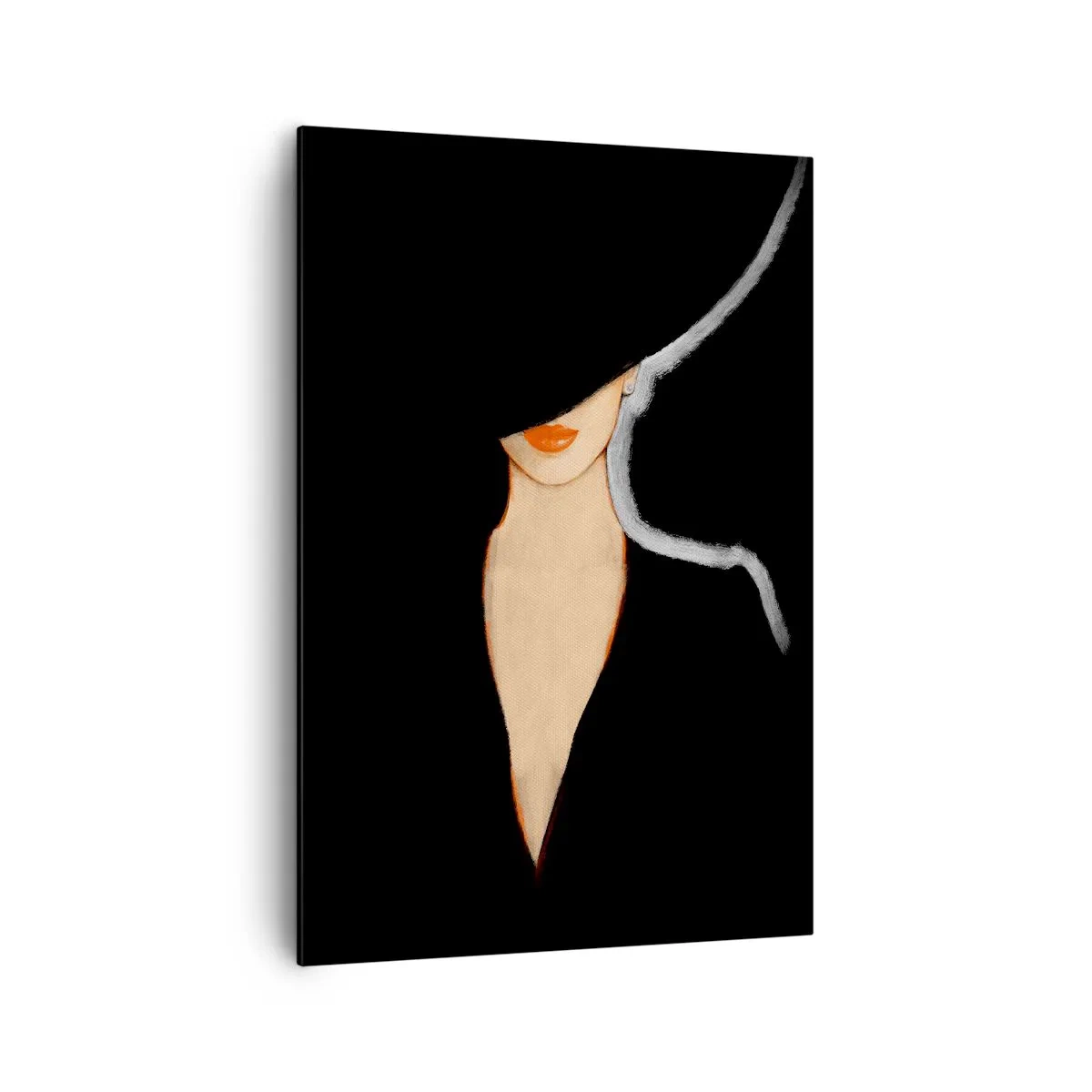 Quadro su tela - Stampe su Tela - Silhouette di una donna con un cappello su uno sfondo nero - 70x100cm - Eleganza e stile - Decorazione murale moderna per soggiorno e camera da letto ARTTOR