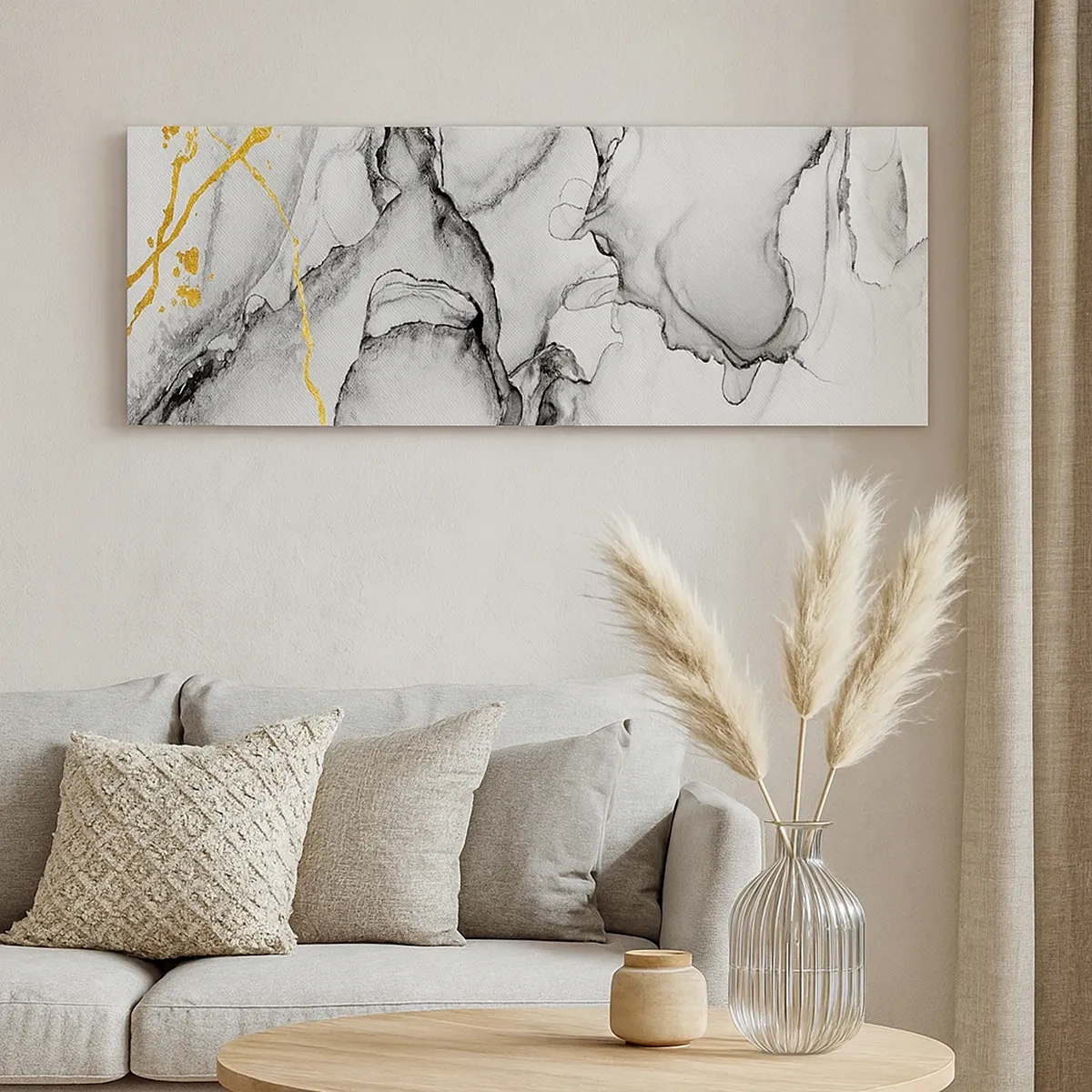 Quadro su tela - Stampe su Tela - Composizione con motivo d'oro - 30x30 cm