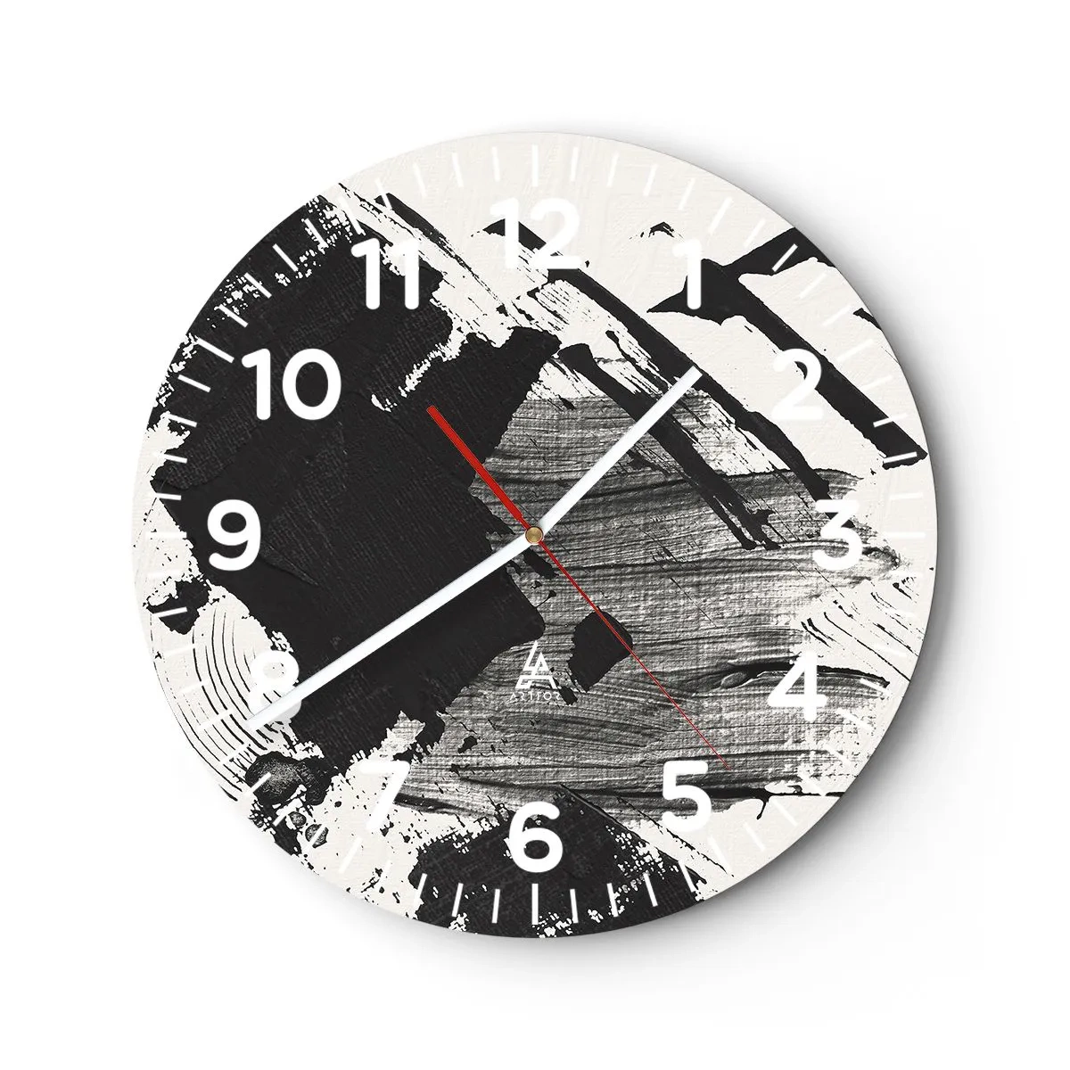 Orologio da parete - Orologio in Vetro - Astrazione: espressione di nero - 40x40 cm