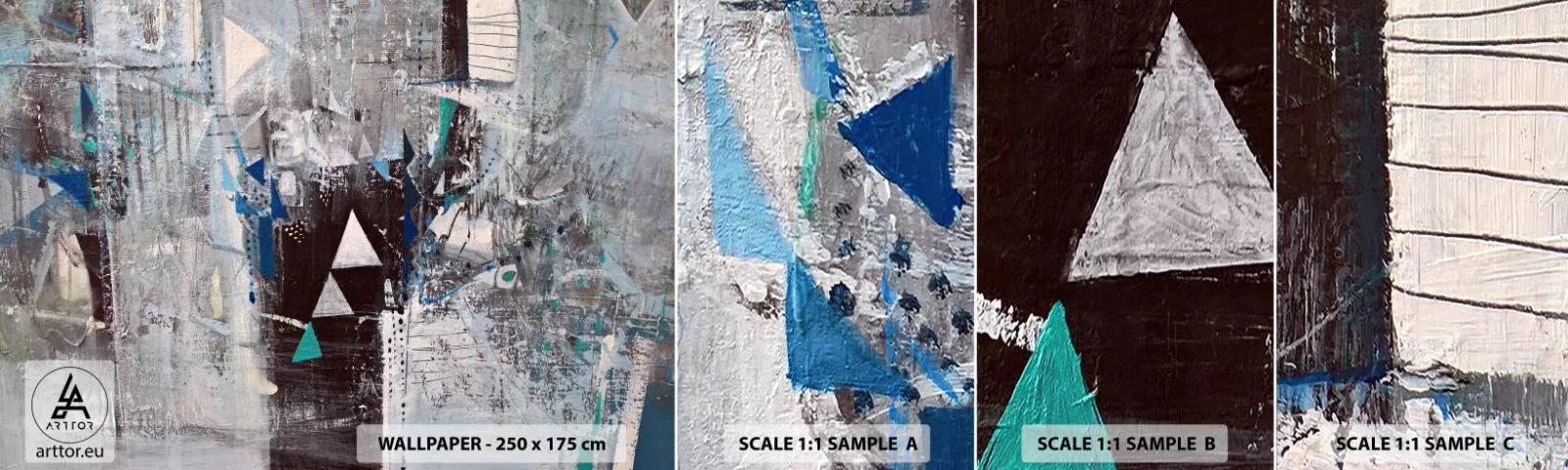 Campione Di Fotomurale Standard Eco - L'ordine superiore dei triangoli - Astrazione, Pezzo, Modello moderno - 100x30 cm