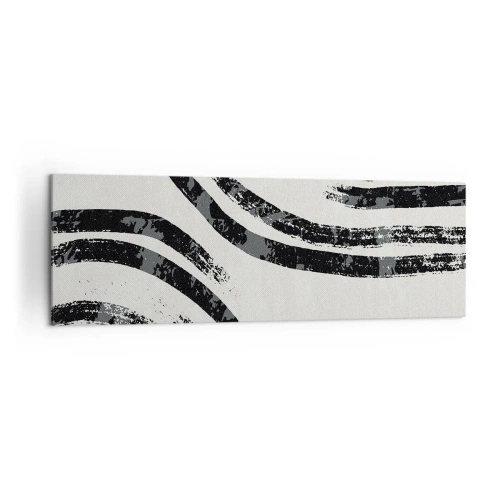 Quadro su tela - Stampe su Tela - Linee astratte in bianco e nero su uno sfondo chiaro - 160x50cm - Interrotto a metà - Decorazione murale moderna per soggiorno e camera da letto ARTTOR