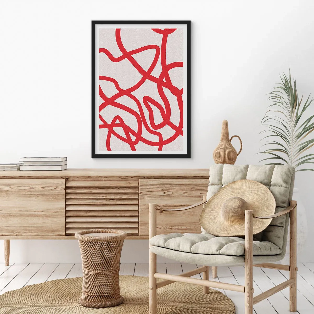 Poster in cornice nera - Rosso su bianco - 30x40 cm
