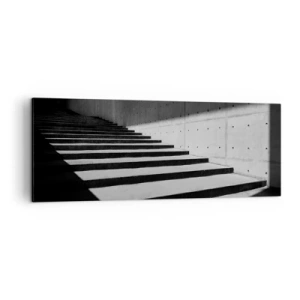 Quadro su tela - Stampe su Tela - Scale in stile minimalista in bianco e nero - 140x50cm - La bellezza severa del modernismo - Decorazione murale moderna per soggiorno e camera da letto ARTTOR