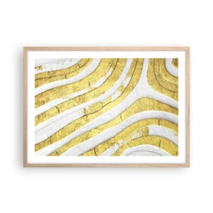 Poster in cornice rovere chiaro - Composizione in bianco e oro - 70x50 cm