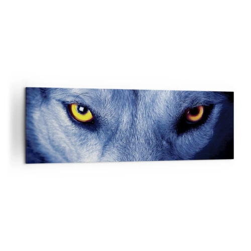 Quadro su tela - Stampe su Tela - Primo piano dello sguardo intenso di un lupo su uno sfondo scuro - 160x50cm - Sguardo ipnotico - Decorazione murale moderna per soggiorno e camera da letto ARTTOR