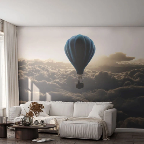 Fotomurali Premium Canvas - Viaggiatore sopra le nuvole - Paesaggio, Volo in mongolfiera, Viaggi - 450x315 cm