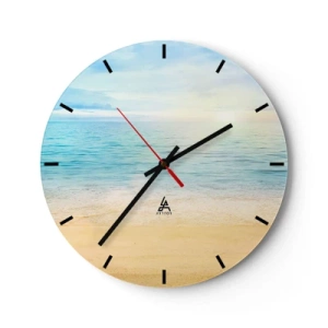 Orologio da parete - Orologio in Vetro - Una spiaggia tranquilla con mare azzurro e cielo limpido - 30x30cm - Il grande blu - Decorazione murale moderna per soggiorno, cucina e camera da letto ARTTOR