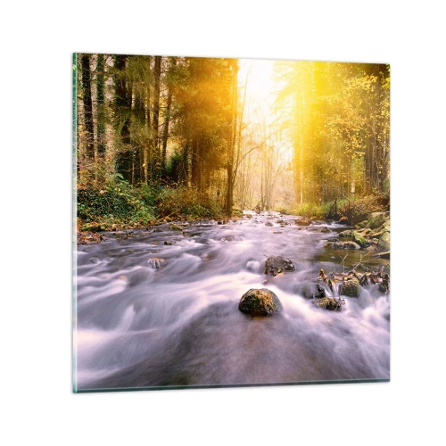 Quadro su vetro - Malachite in cornice oro-argento - 70x70 cm