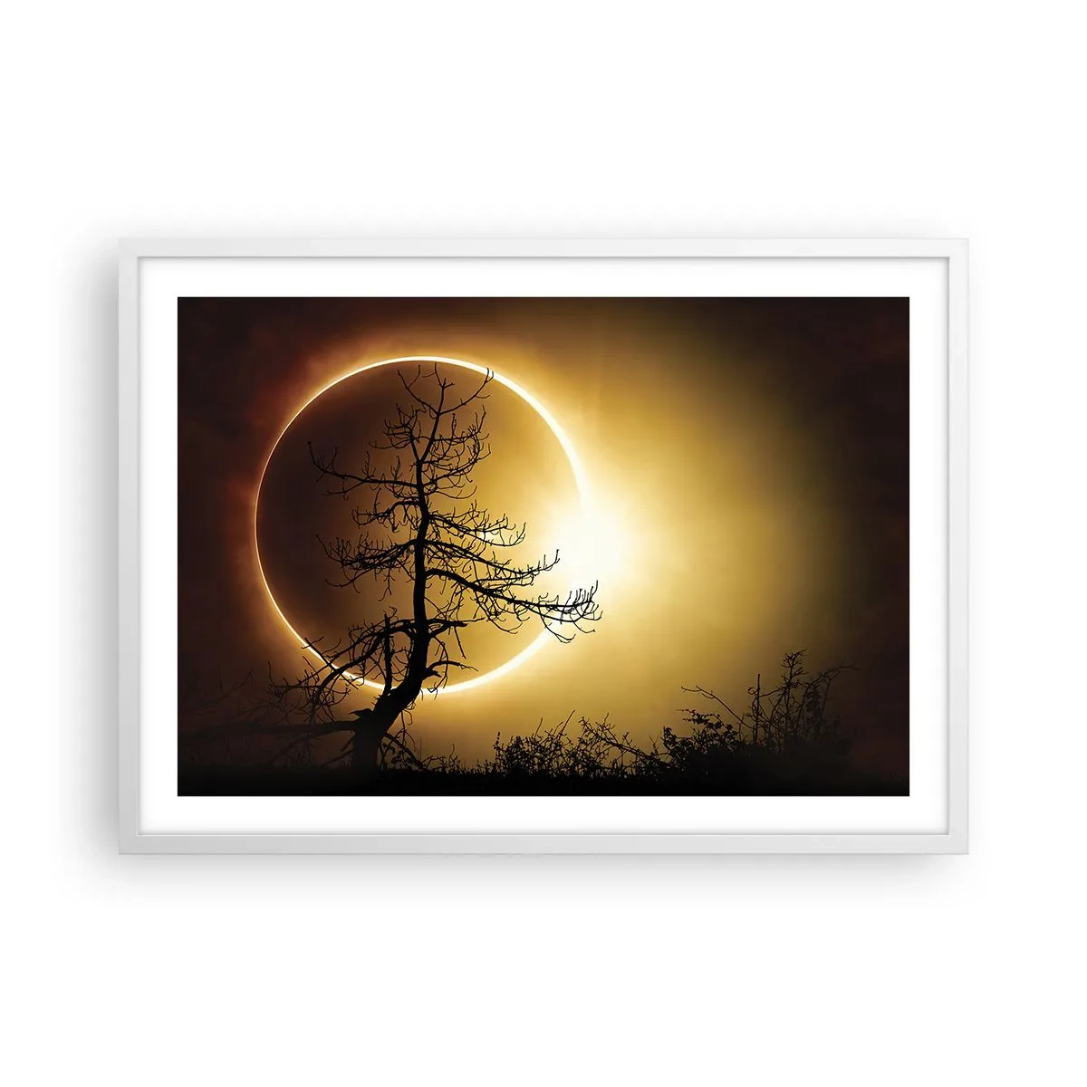 Poster in cornice bianca - Eclissi totale - 70x50 cm