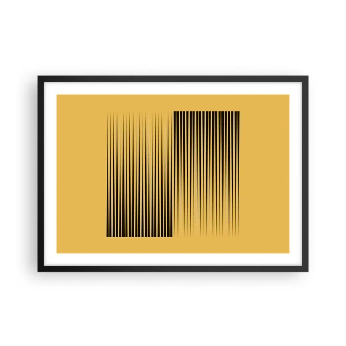 Poster in cornice nera - Linee nere verticali su sfondo giallo - 70x50cm - La quadratura degli opposti - Decorazione murale moderna per soggiorno e camera da letto ARTTOR