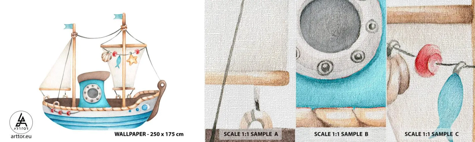 Campione di Fotomurale Premium Canvas - Benvenuta avventura! - Nave, Bambini, Nautico - 100x30 cm