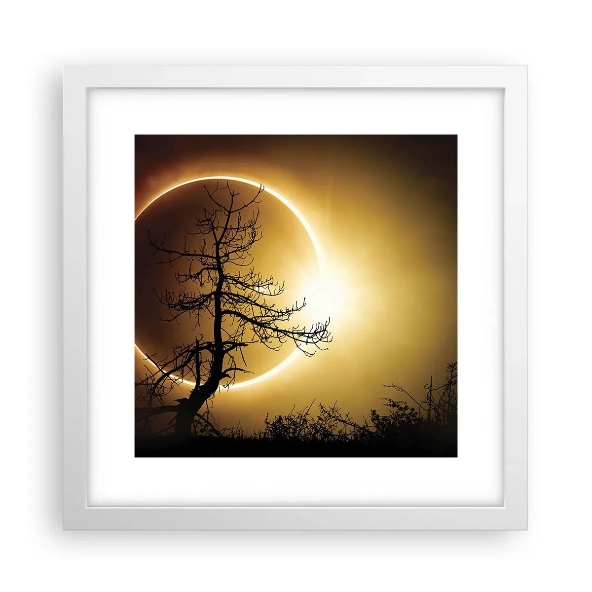 Poster in cornice bianca - Eclissi totale - 30x30 cm
