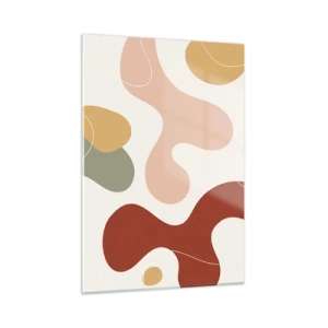 Quadro su vetro - Composizione astratta di forme organiche - 50x70cm - Ghirigori - Decorazione murale moderna per soggiorno e camera da letto ARTTOR