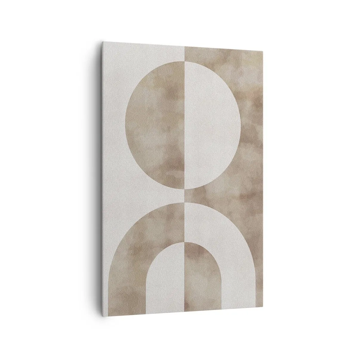 Quadro su tela - Stampe su Tela - Un dipinto astratto nei toni del beige con forme geometriche e simmetria. - 80x120cm - Analogie e differenze - Decorazione murale moderna per soggiorno e camera da letto ARTTOR