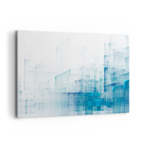 Quadro su tela - Stampe su Tela - Forme geometriche astratte nelle tonalità del blu - 100x70cm - E lo spazio fu - Decorazione murale moderna per soggiorno e camera da letto ARTTOR