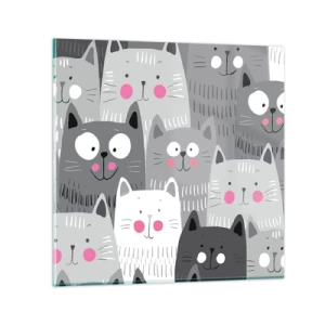 Quadro su vetro - Il mondo dei gatti - 70x70 cm