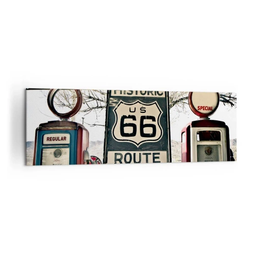 Quadro su tela - Stampe su Tela - Stazione di servizio storica della Route 66 - 160x50cm - Viaggio retro americano - Decorazione murale moderna per soggiorno e camera da letto ARTTOR