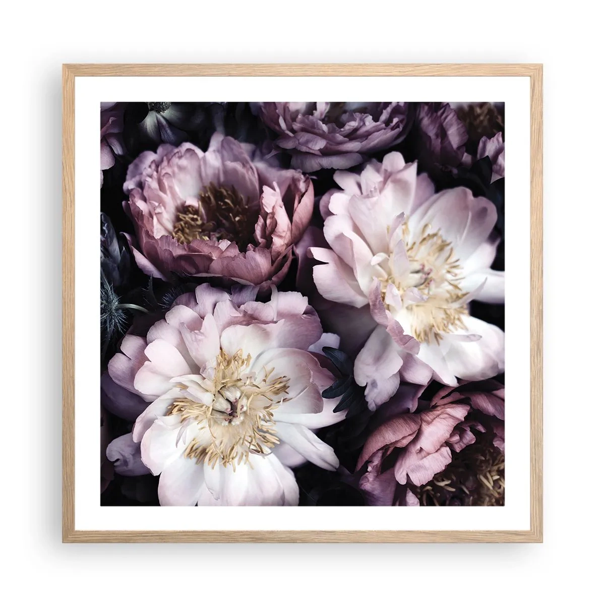 Poster in cornice rovere chiaro - Bouquet nel vecchio stile - 60x60 cm