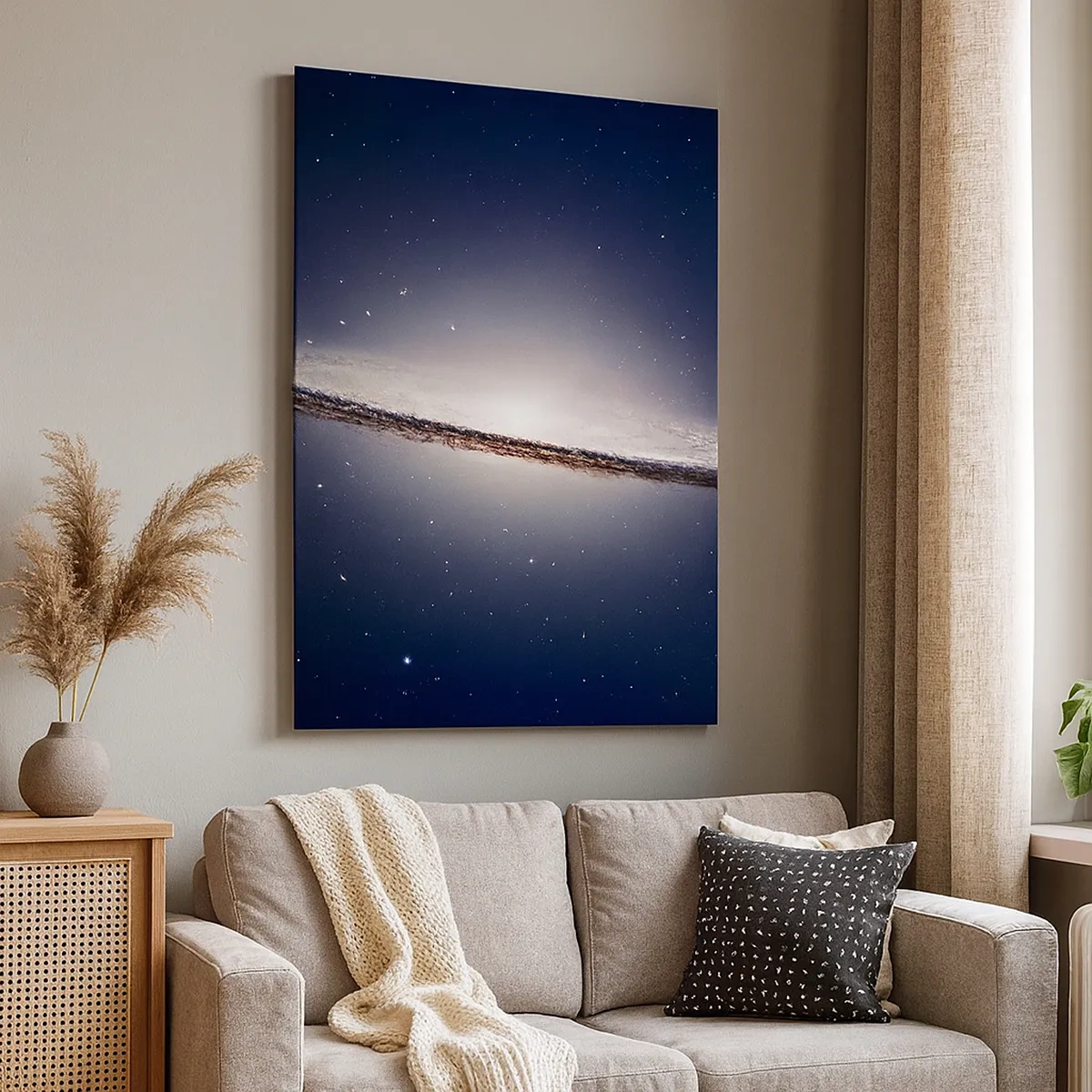Quadro su tela - Stampe su Tela - Una galassia a spirale sullo sfondo dello spazio stellato - 50x70cm - Tanto tempo fa in una lontana galassia... - Decorazione murale moderna per soggiorno e camera da letto ARTTOR