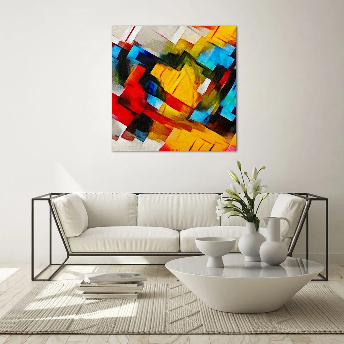 Quadro su vetro - Intreccio multicolore - 30x30 cm