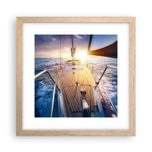 Poster in cornice rovere chiaro - Correndo sulle onde - 30x30 cm