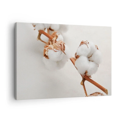 Quadro su tela - Stampe su Tela - Un rametto di cotone su uno sfondo sottile - 70x50cm - Semplicemente un abbraccio - Decorazione murale moderna per soggiorno e camera da letto ARTTOR
