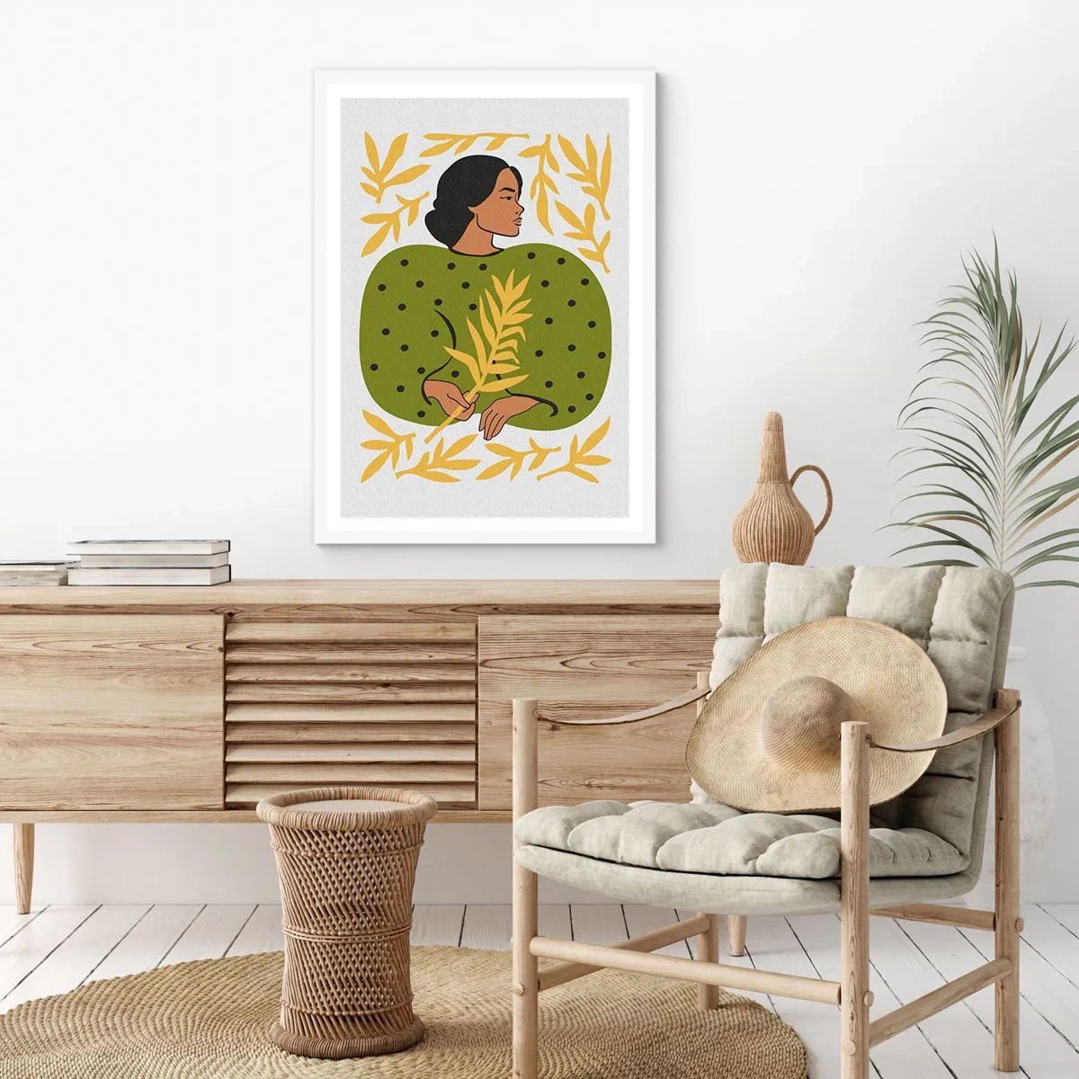 Poster in cornice bianca - Ragazza hawaiana - 50x70 cm